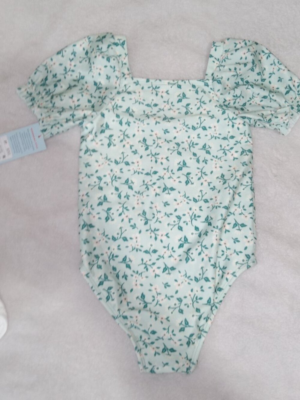 Cat & Jack Toddler Girls 3T Swimsuit Set Floral Puff Sleeve  Hooded Cover Up - Picture 2 of 11
